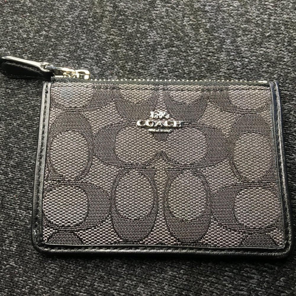 Coach Mini Skinny ID Case Wallet - Black Canvas
